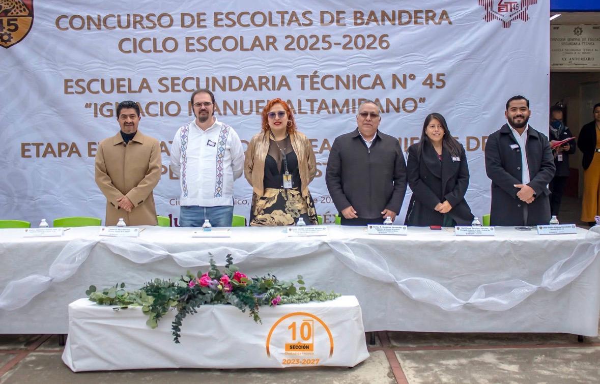 Concurso de Escoltas en la Escuela Secundaria Técnica No. 45 “Maestro Ignacio Manuel Altamirano” refuerza valores cívicos y la identidad nacional