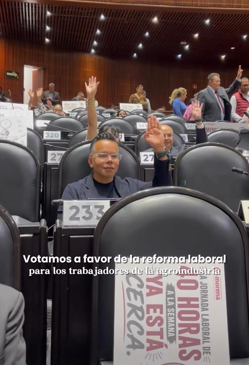 El Diputado Federal por Tlalpan Carlos Mirón celebra aprobación de reforma laboral agroindustrial como un triunfo histórico para el campo mexicano