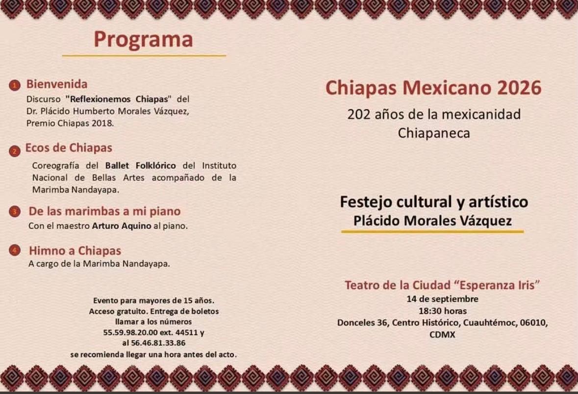 PLÁCIDO MORALES VÁZQUEZ INVITA A CELEBRAR CON ORGULLO LA MEXICANIDAD CHIAPANECA