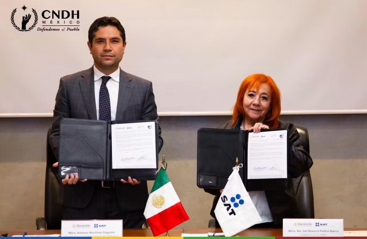 SE CONSOLIDA LA COORDINACIÓN HISTÓRICA ENTRE LA CNDH Y EL SAT PARA LA DEFENSA DE LOS DERECHOS HUMANOS DE LOS CONTRIBUYENTES: MAESTRA ROSARIO PIEDRA IBARRA